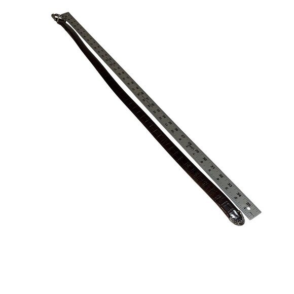 Vintage Brighton Brown Croc-Embossed Leather Belt With Ornate Silver Buckle  Men - Picture 4 of 12